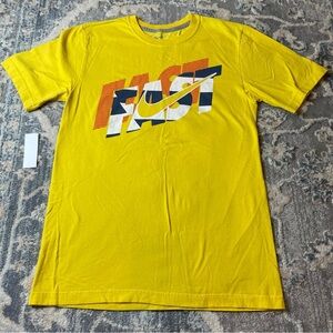 Nike Yellow Short Sleeve Tee with Graphic Design